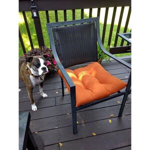 Pillow Perfect Indoor/Outdoor Wicker Patio Cushion Reversible, 17"x17.5" Orange